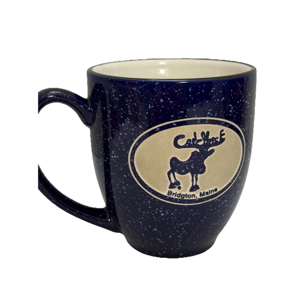 Coffee Mug Cup "Cool Moose" Briton ME Hand-thrown Pottery Blue Speckled souvenir